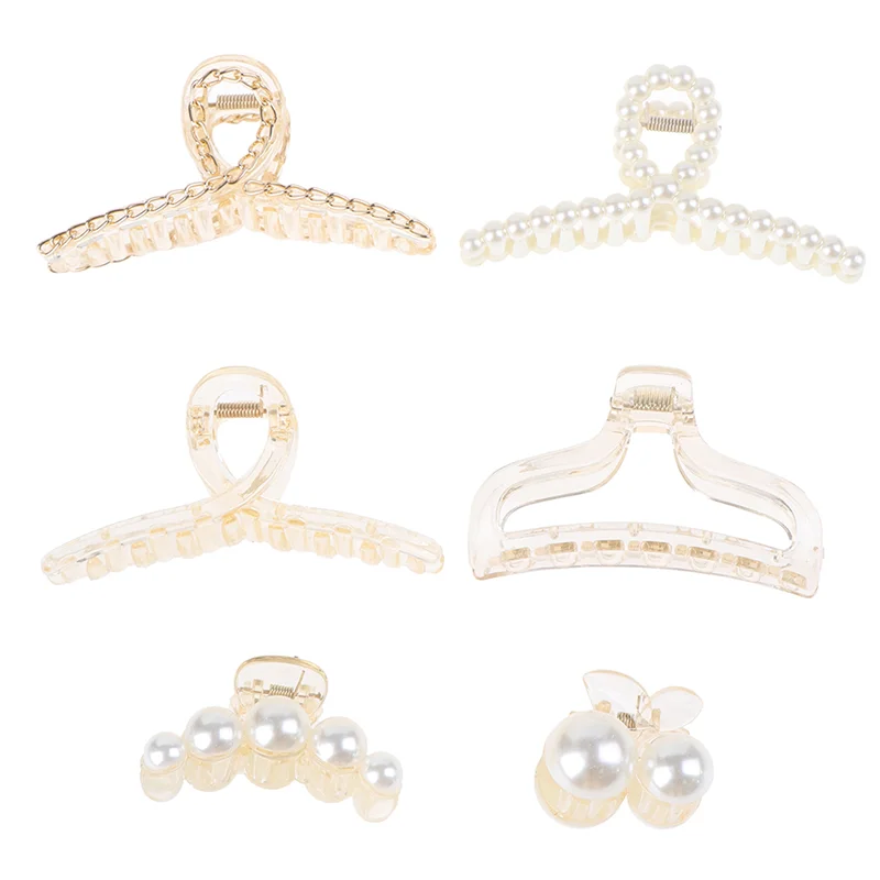 

6Pcs/lot Women Girls Elegant Pearl Hair Claw Vintage Hair Clips Hairpin Headdress Girl Jewelry