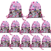 12 pcs l o l party drawstring backpack cute lol gift favor bags birthday party supplies for kids children girls baby shower