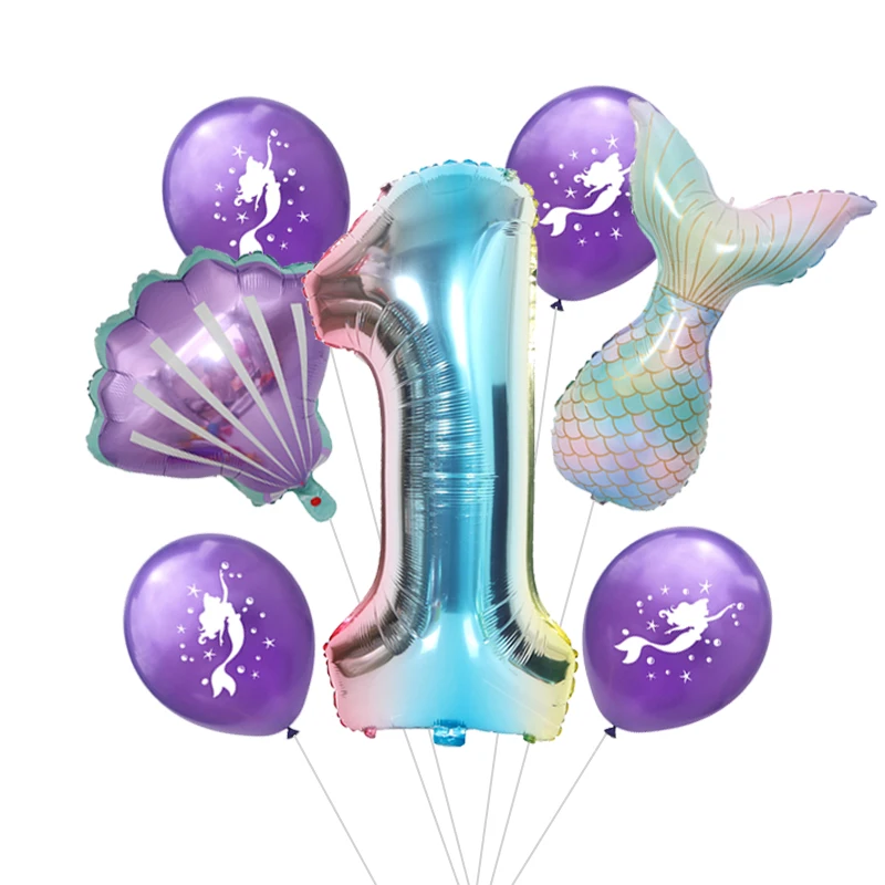 Воздушные шары в виде русалки для вечеринки украшение 1-го дня рождения Детские с