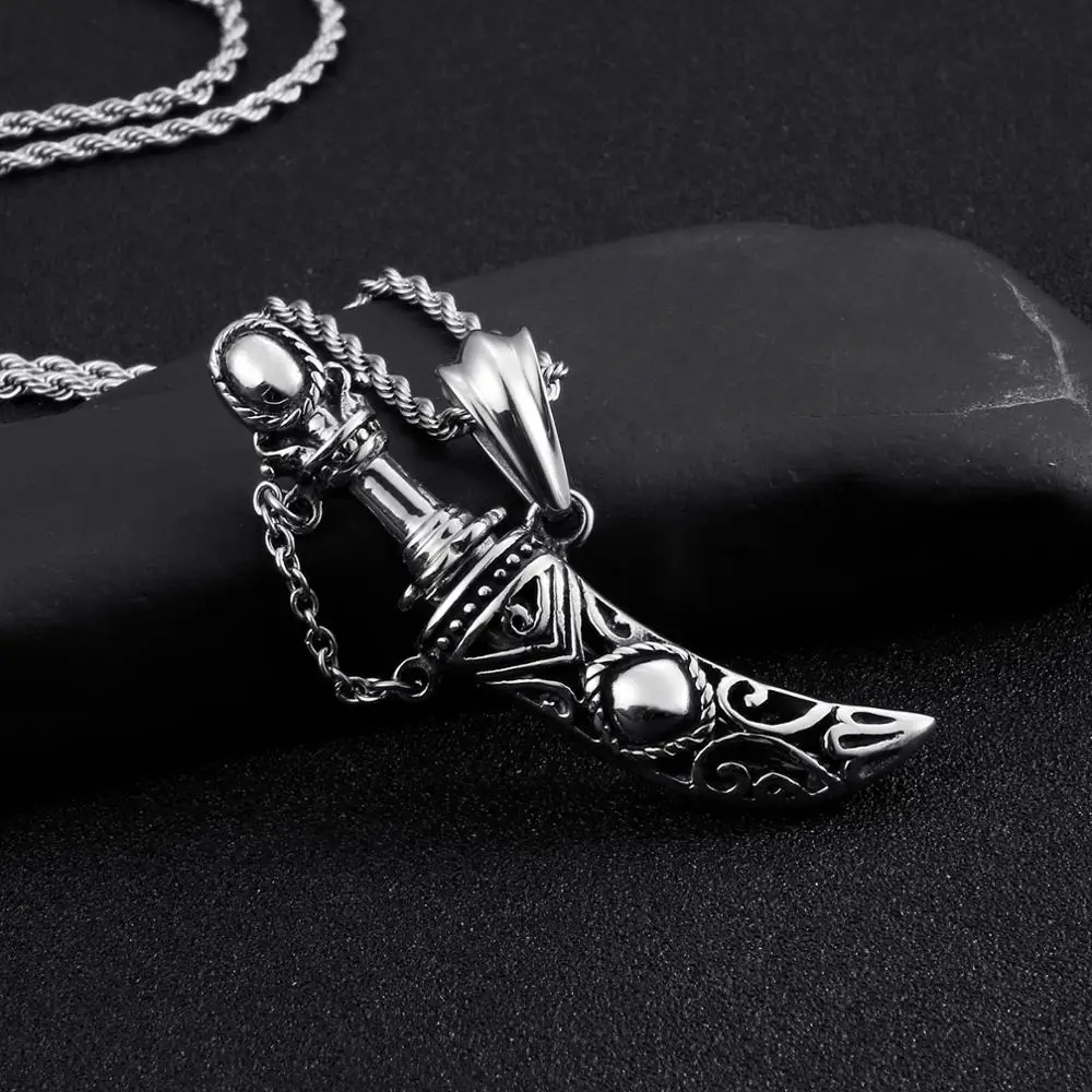 Fongten Viking ожерелье с кулоном в виде меча Готическая цепочка из нержавеющей стали