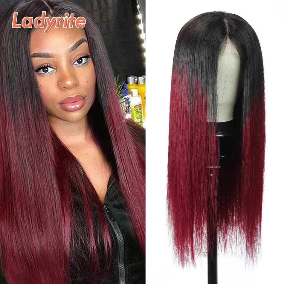 

Ladyrite бразильские Прямые кружевные передние парики Омбре парик из человеческих волос T1B/бордовый Реми прозрачные 13*4 кружевные передние пари...