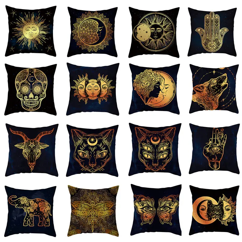 

Cushion Cover Gold Creative Printed Throw Pillows Covers Sofa Seat Car Pillowcases Decorative Soft Modern Home Decor 45*45cm/pc