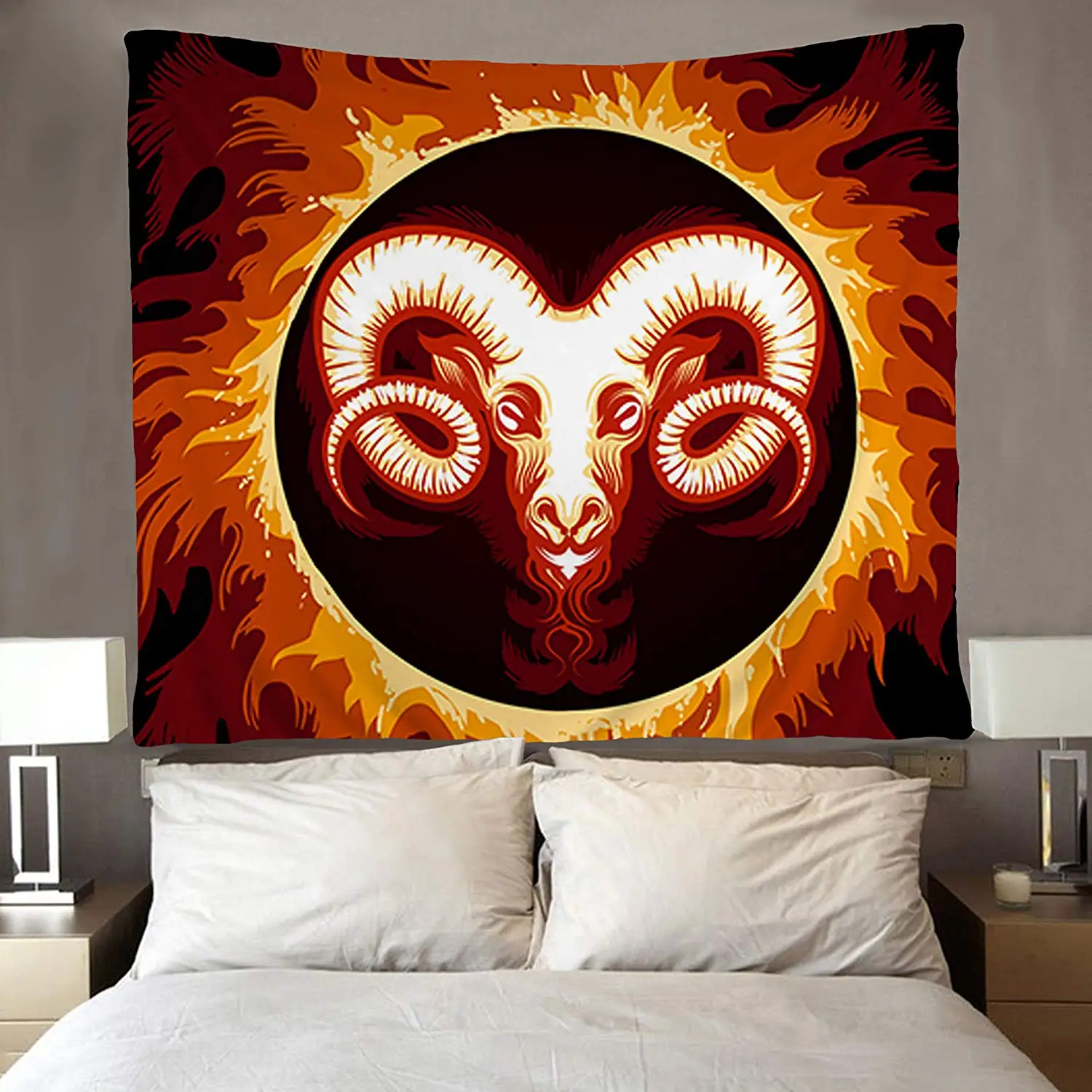 Животное Искусство стена хиппи искусство Овен в огне круги гобелены стену
