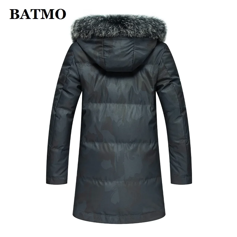 BATMO 90% белый утиный пух и Лисий меховой воротник с капюшоном куртки мужские зимние