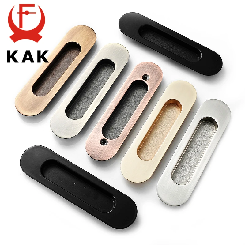 

KAK 2PCS Hidden Door Handles Zinc Alloy Recessed Pull Sliding Door Handles Bedroom Door Cabinet Handle Furniture Handle Hardware