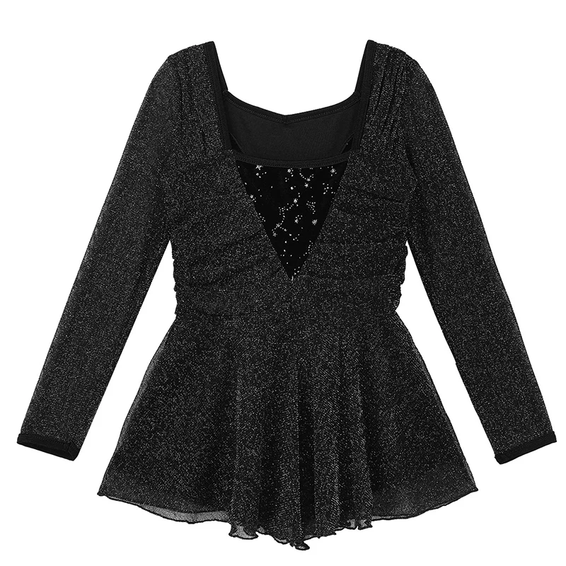 Детский Блестящий танцевальный костюм TiaoBug для девочек с длинными рукавами и