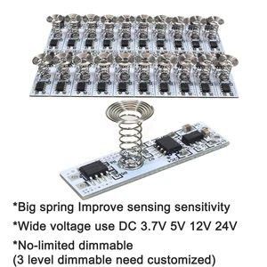 Диммируемый емкостный сенсорный переключатель, 3,7  24 В, 5 А, спиральный пружинный переключатель, светодиодный диммер, переключатель управления для умного дома, светодиодная лента