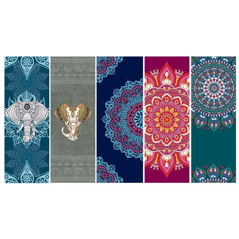 

183*63cm Printed Yoga Towel Workout Gym Quick Dry Non-slip Portable Yoga Blankets Foldable Beach Travel Yoga Mat Cover