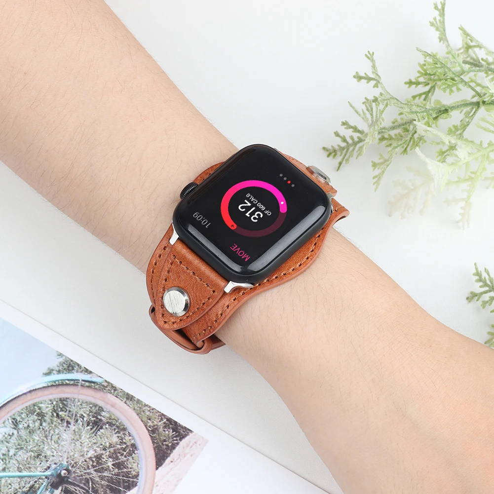 Ремешок кожаный для Apple Watch Band 44 мм 40 винтажный браслет IWatch 38 42 Iwatch Series SE 6 5 4 3 2 -
