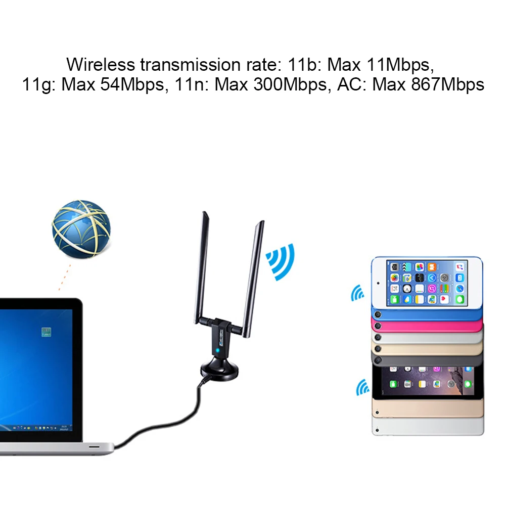1200M RTL8812AU 2 4 5 8 ГГц двухдиапазонный USB 3 0 WiFi приемник сетевая карта настольный
