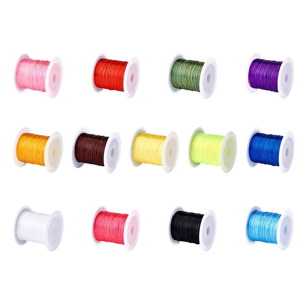 

25rolls/bag Flat Elastic Crystal String Elastic Beading Thread for Stretch Bracelet Making DIY Mixed Color 0.8mm; 10m/roll