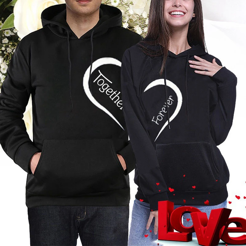 Парные толстовки для влюбленных Женская толстовка с капюшоном длинным рукавом