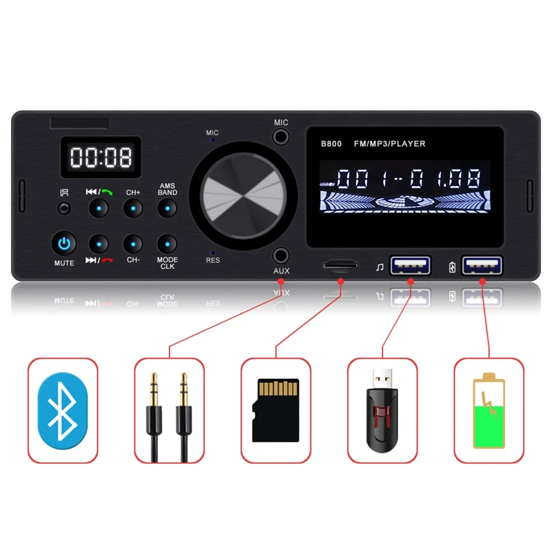 Автомобильный цифровой медиаприемник радио со встроенным Bluetooth и USB управлением