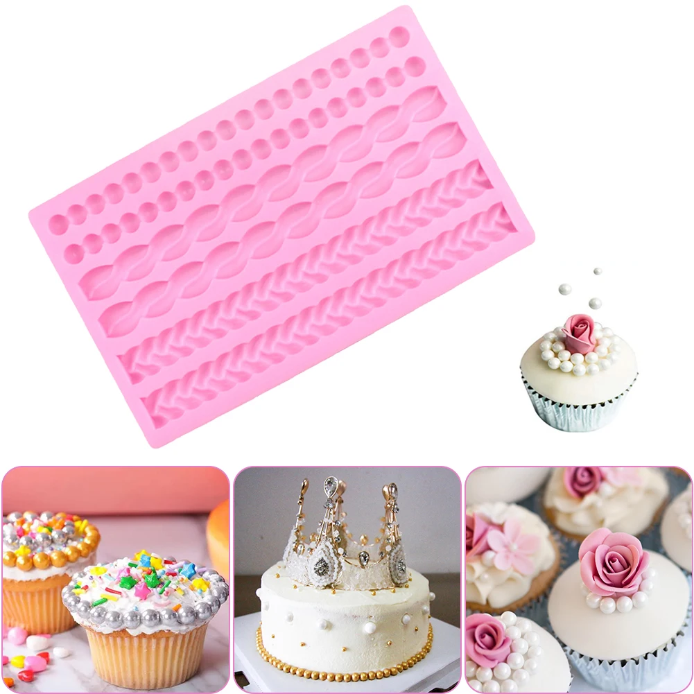 

3D Knit Rope Pearl Silicone Fondant Mould Cake Border Xmas Sugar Baking Mold