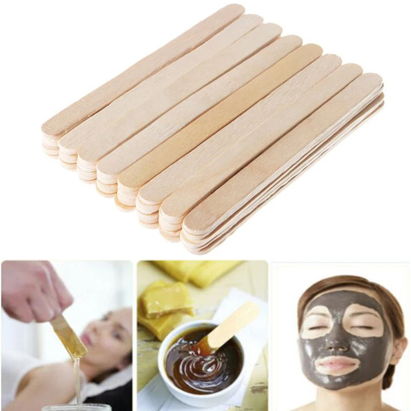 50PCS Woman Wooden Body Hair Removal Sticks Wax Waxing Disposable Beauty Toiletry Kits Wood Tongue Depressor Spatula - купить по