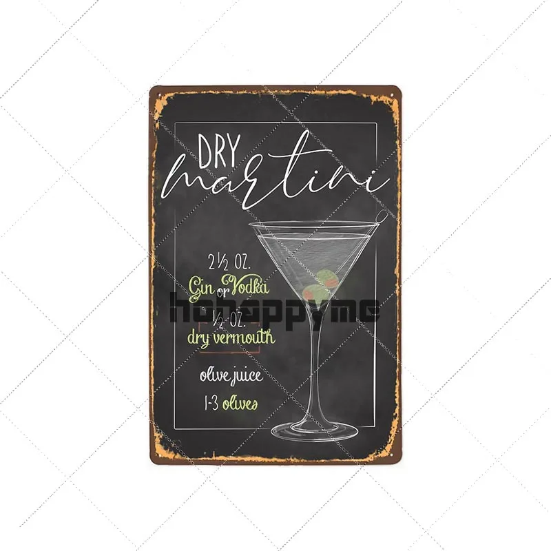 9112833 Коктейльные металлические жестяные вывески Mojito Ретро табличка Куба либр Москву мул настенный плакат паб клуб бар декоративные тарелки 20x30 см - Цвет: 9112833