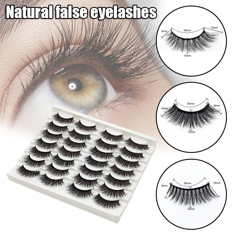 

14 Pairs Charming False Eyelashes Wispy Natural Faux Lashes Practical Eye Makeup Tools for Women Girls MP