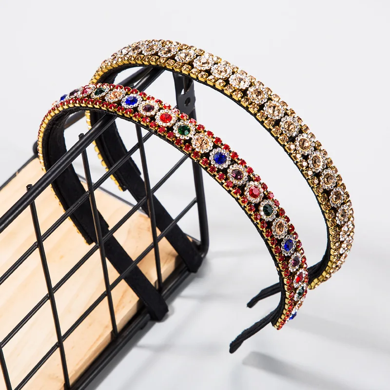 

with color water diamond, super flash, simple temperament, versatile alloy headband for European and American parties