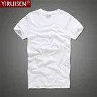 Футболка мужская с короткими рукавами, 100% хлопок, Повседневная брендовая рубашка, однотонная, лето, 2021