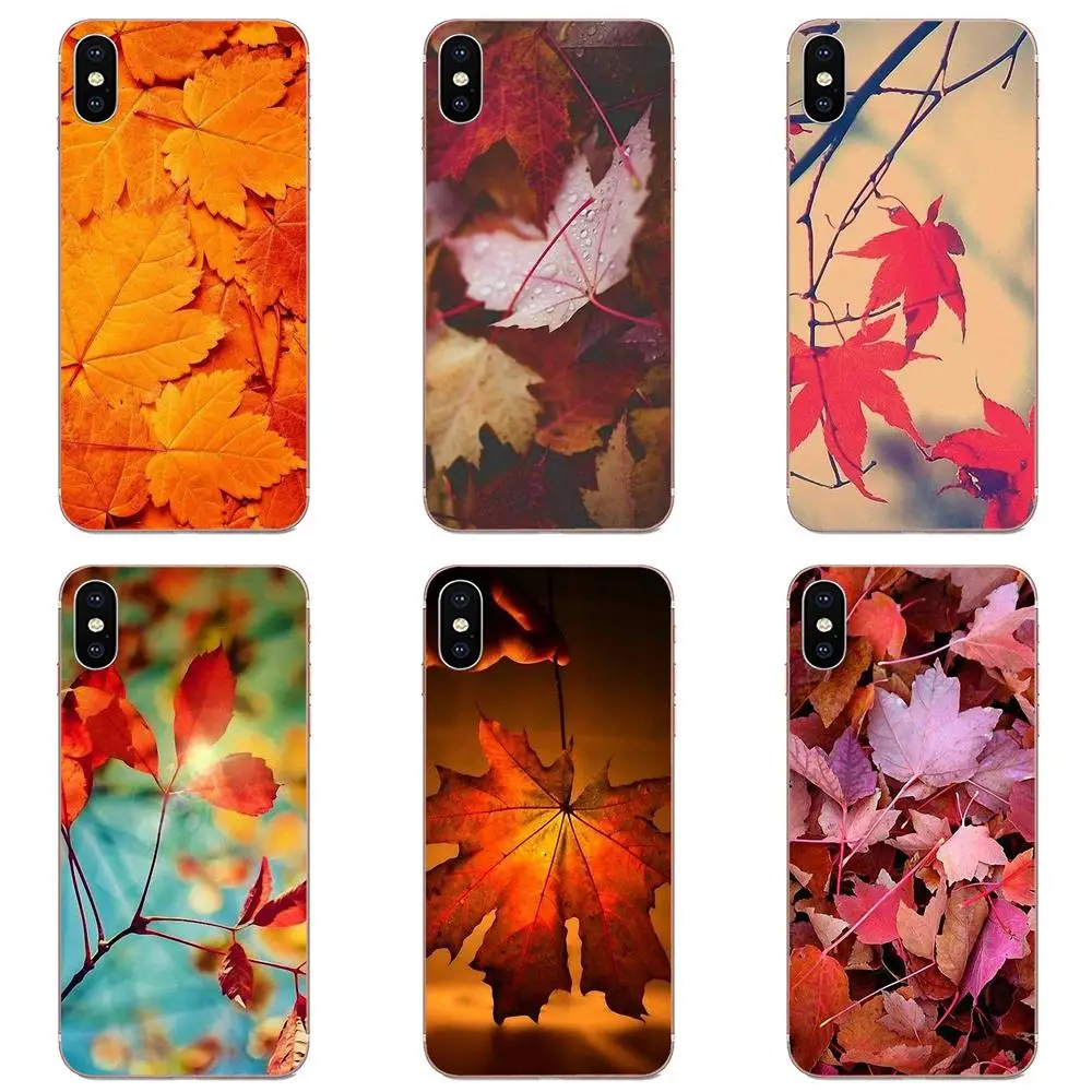 Тонкий чехол из ТПУ для мобильного падение Кленовые листья листьев осенью