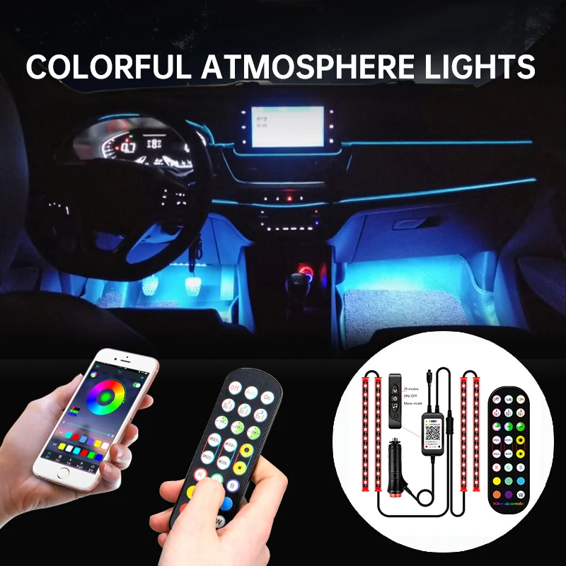 

For Mercedes W164 M Class 6000K RGB Car Foot Light Ambient Light With USB Wireless Remote Atmospheric Foot Area Light Car White