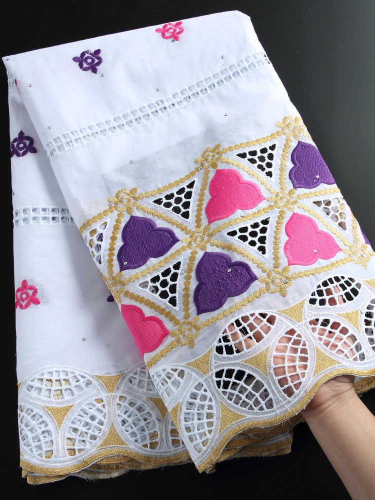 

Zhenguiru High Quality Swiss Voile Fabric Bright Diamond African Lace Fabric Cotton Nigerian Fabric For Women Wedding PartyA2260