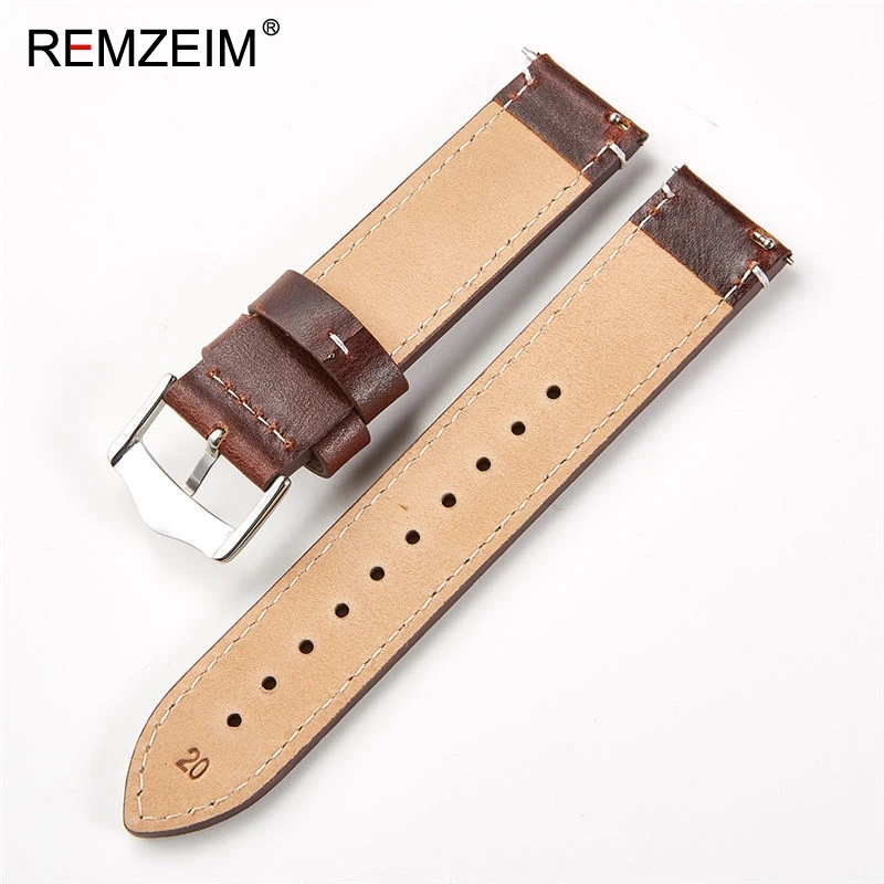 Ремешок REMZEIM из вощеной кожи для Samsung Galaxy Watch 46 мм 42 Active 2 40 44 кожаный браслет Gear S3 S2 22