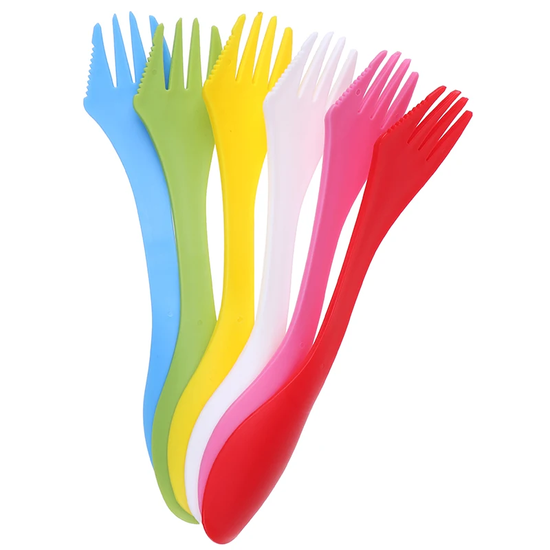 Outdoor Spork 3 In 1 Spoon Fork Cutter Travel Camping Hiking Picnic Utensils Plastic Combo Travelling Gadget Cutlery | Спорт и