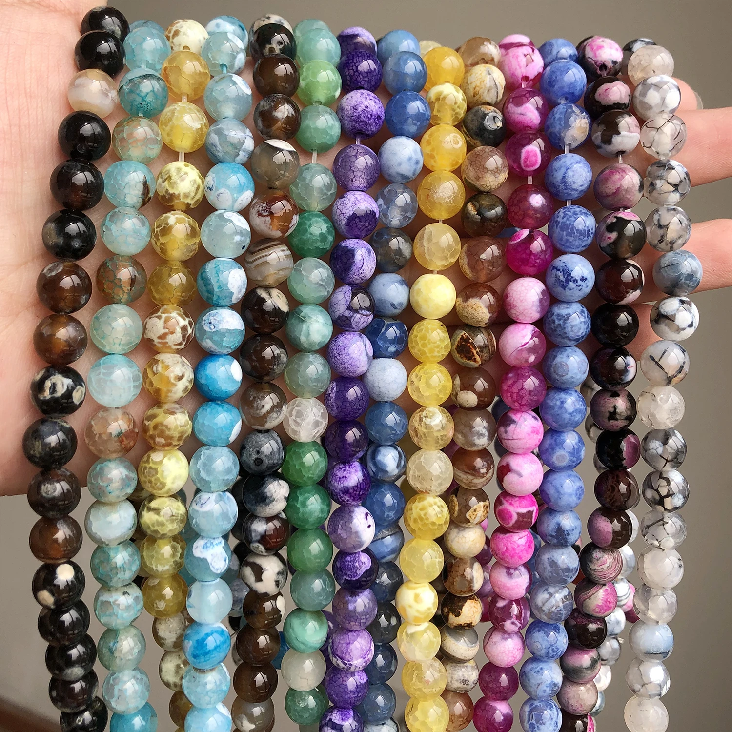 

Natural Stone Colorful Fire Dragon Veins Agates Loose Spacer Beads for Jewelry Making DIY Bracelet Necklace Charms 15'' 6/8/10mm