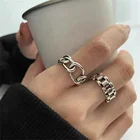 Женское кольцо в стиле панк, широкое кольцо серебристого цвета с вырезами в минималистическом стиле, модные аксессуары для вечеринок