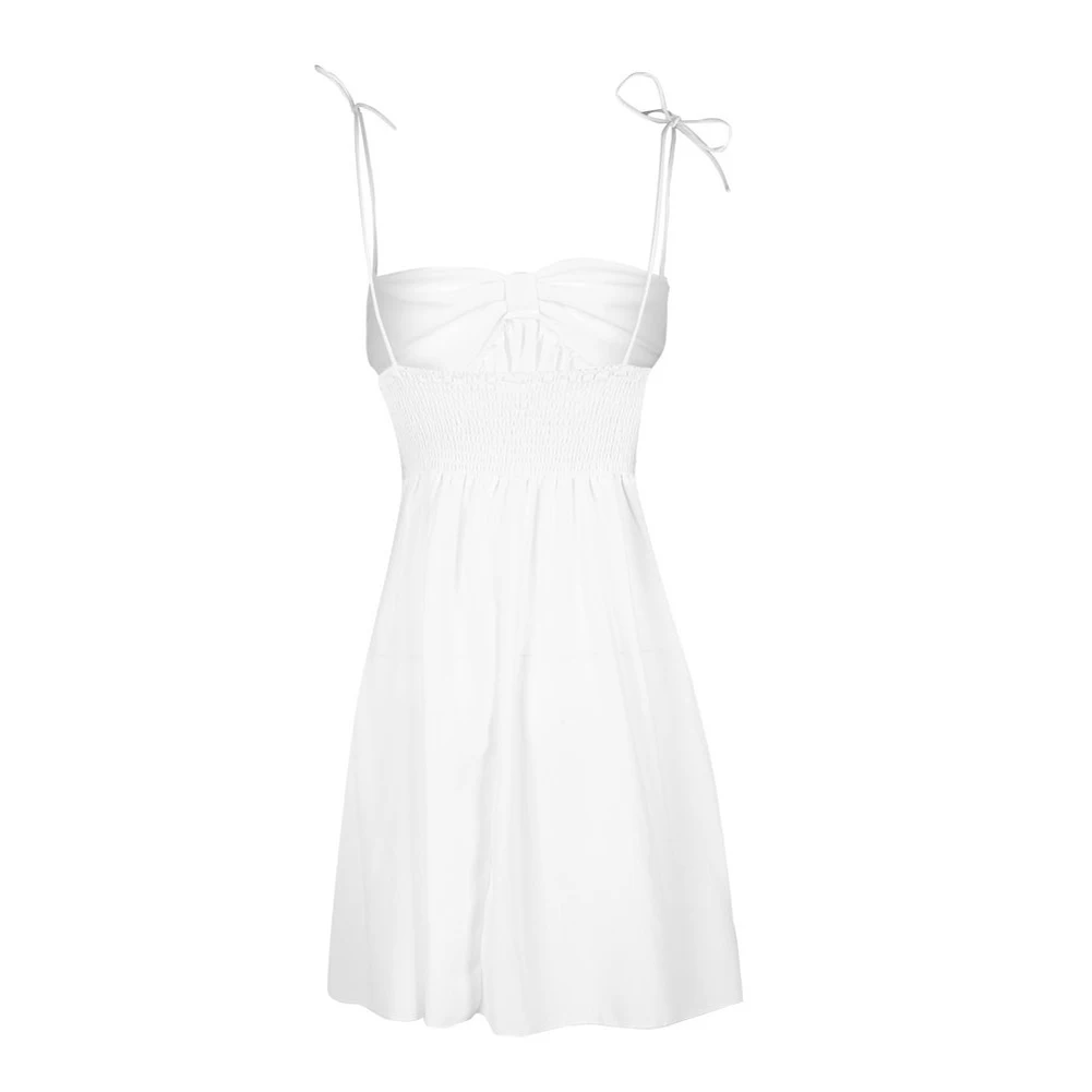 

Woman 2019 New Women Bandaged Dress Sexy Solid Bow Bra Dresses Ladies Party Vestido White Beach Short Dress Summer Sundress