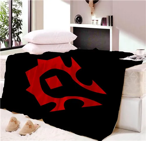 Style 1 Cartoon World of war For The Horde Alliance Blanket Mat Bedspread Soft Fleece Throw Blanket Sofa Soft Winter Cosplay - Цвет: Style 1