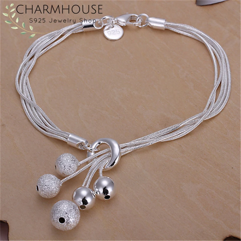 Charmhouse серебряный браслет цепочка для женщин пять цепей бусины браслеты и Pulseira