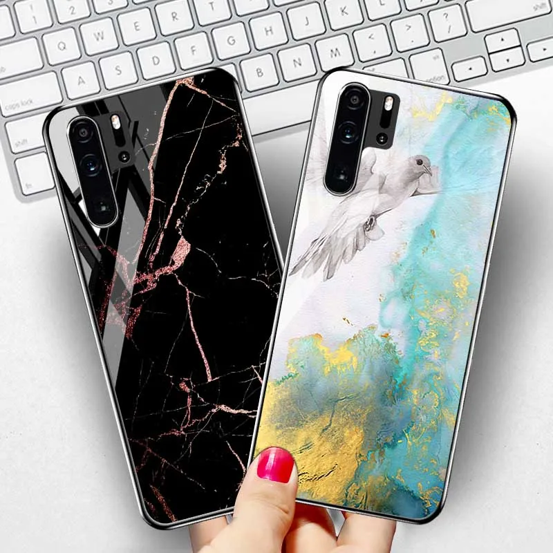 Marble Tempered Glass Case For Huawei Nova 5T Case Huawei P30 Lite P20 P40 Mate 20 Pro Y9 Prime 2019 Y6 Y7 Y5 2018 Y9A Y9S Cover