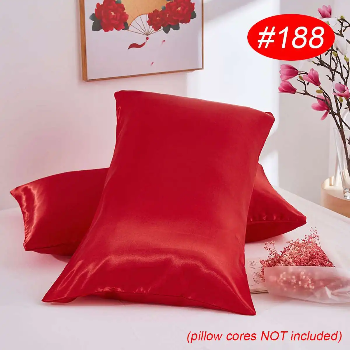 

2pcs Emulation Silk Satin Pillowcase Single Solid Color Pillow Covers Luxury Pillow Case For Bed Throw Comfortable there Sizes