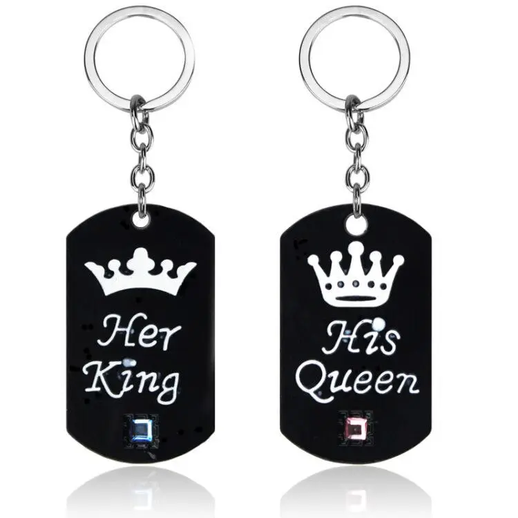 

OccidentHis Queen Her King Tag Key Chain Valentine's Day Gifts Delicacy Keyring PhoneDecorationTrinket Keychain