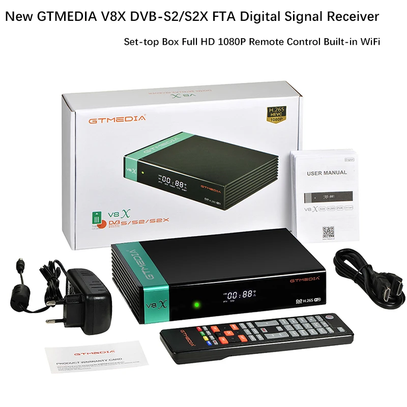 Gtmedia V8X 1080P Full HD DVB S2/S2X встроенный Wifi обновленный от gtmedia V8 NOVA спутниковый приемник