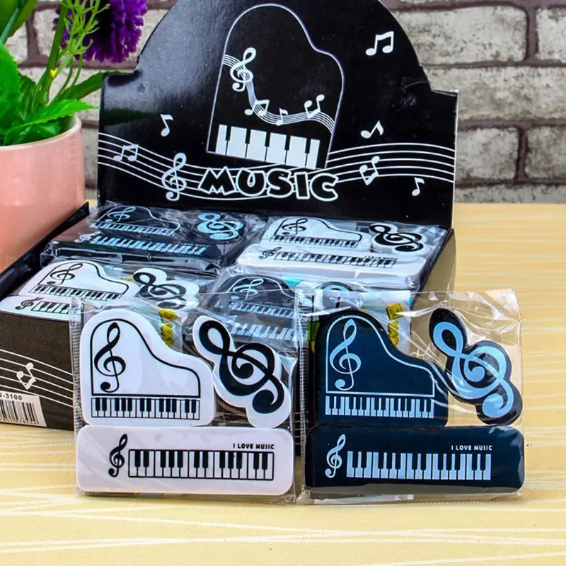 

3Pcs/Set Musical Piano Notes Rubber Pencil Eraser School Student Korean Stationery Correction Supplies For Kids Gifts