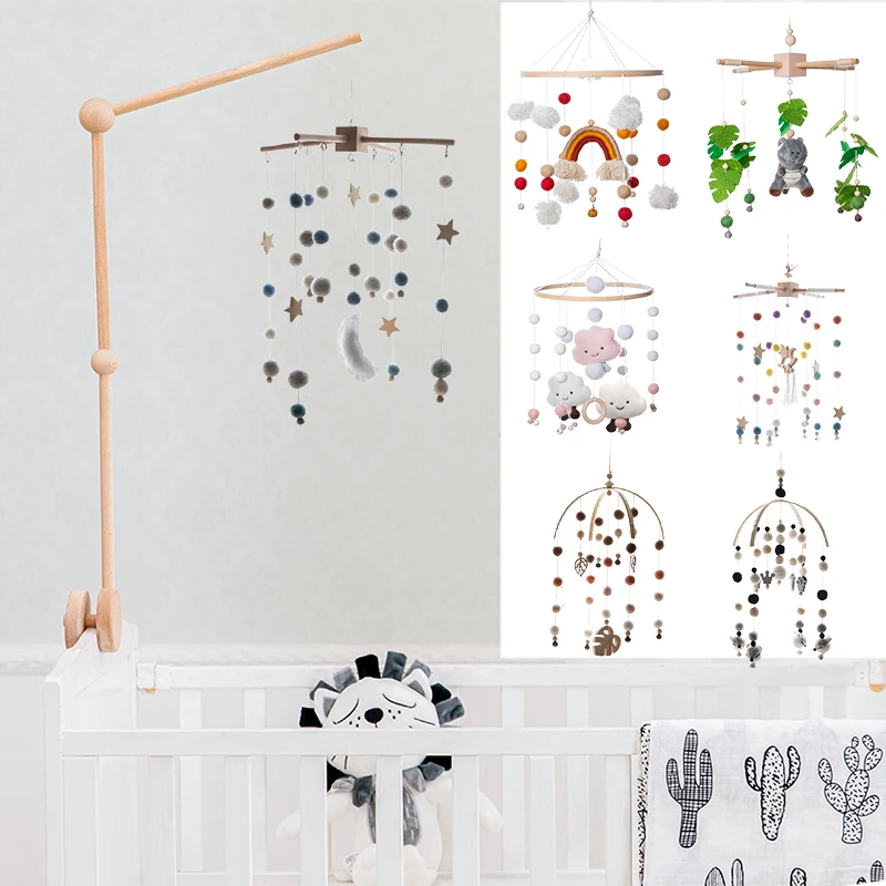 

Bite Bites Wooden Bed Bell Baby Mobile Bracket Sock Rattle For Newborn Toys Developing DIY Accessories Crib Holder Arm Brackets