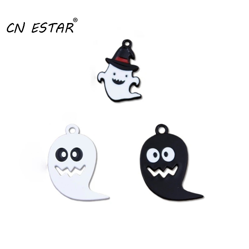 

10pcs/Lot Halloween Ghost Hat Rubber Paint Charms DIY Jewelry Alloy Pendant Earrings Keychain Accessory Materials