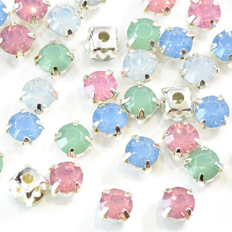 Смешанные опалы смолы Стразы с фурнитурой 6 мм 100 шт Кристалл для нашивки