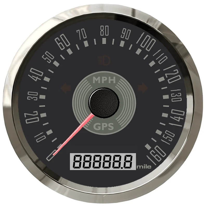 Старомодный 160 миль/ч GPS Спидометр 999999 миль одометр 85 мм с индикатором светильник