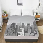 Постельное белье 3D HD с цифровой печатью на заказ, эластичное, простыня 160x200 см 150x200 180x200, постельное белье, наматрасник, Серый город