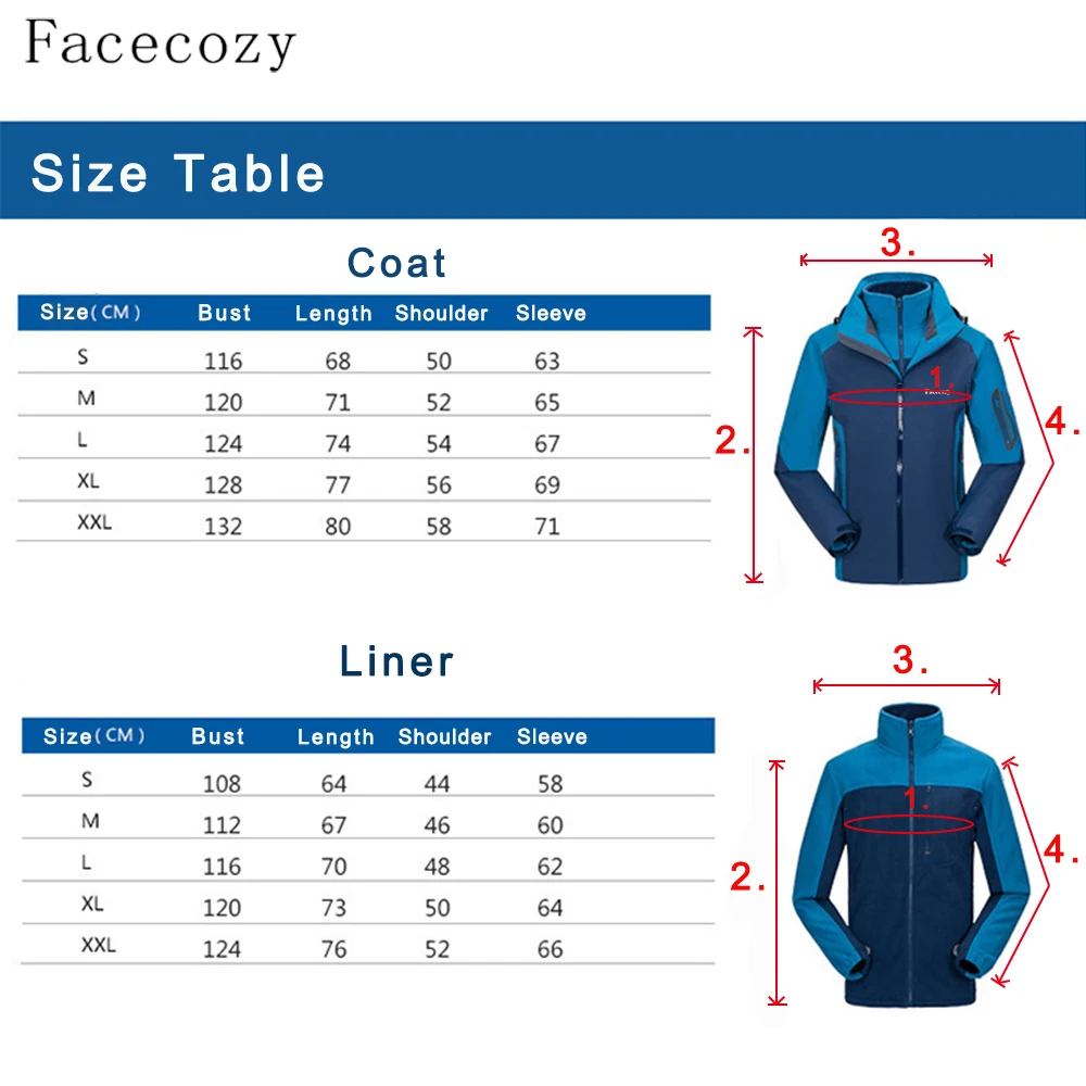 

Facecozy Men Outdoor Hiking Windproof Hooded Jackets 2 Piece Inner Fleece Softshell Jacket Travel Camping Sport Warm 3 In 1 Coat