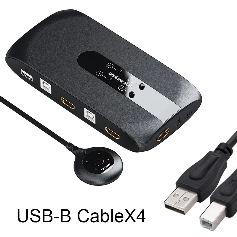 

Квм-переключатель Unnlink 4K HDMI-совместим с удлинителем 4 шт. компьютерные ноутбуки совместное использование 4 шт. USB диск монитор принтер клавиа...