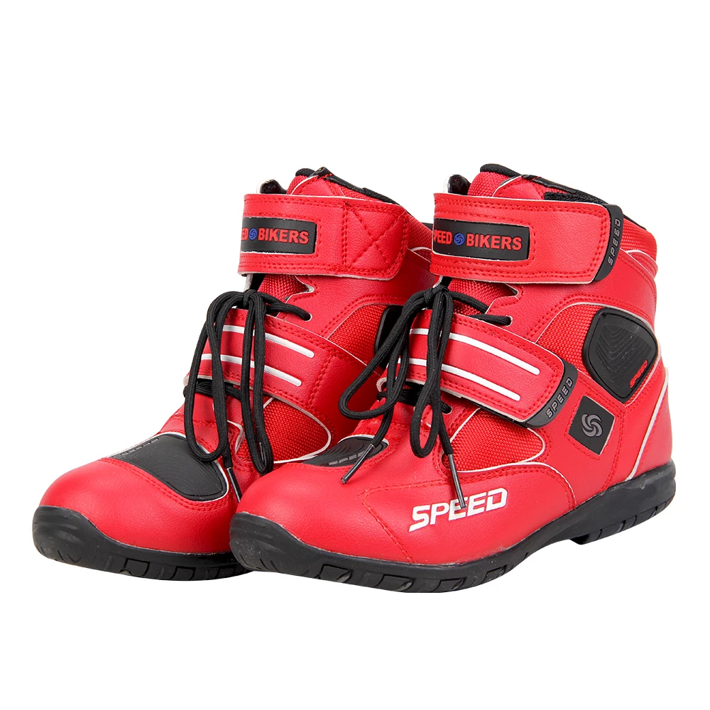 A005-Red PRO-BIKER/скоростные ботильоны с защитным механизмом; ботинки в байкерском стиле; обувь в байкерском стиле для езды на мотоцикле; гоночные ботинки для мотокросса; цвет черный, красный, белый - Цвет: A005-Red
