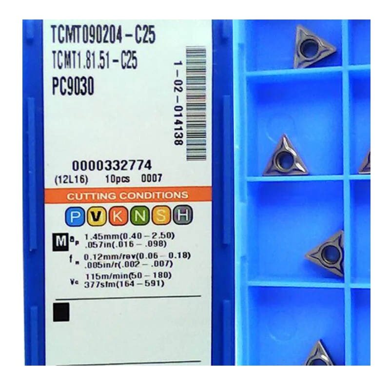 

100% Original TCMT TCMT090204 C25 PC9030 TCMT16T304 Carbide Insert Blades Used For Stainless Steel Material Processing Efficient
