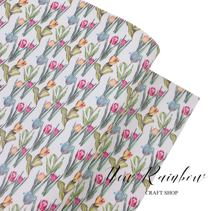 Радуга 30 х13 8 см/рулон красивый цветок тюльпана искусственная кожа личи для