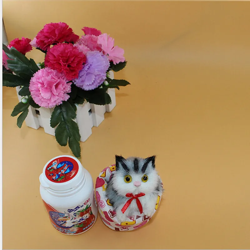 

Cute Simulation Animal Mother Cat and Kitten With A Bucket Plush Dolls soft Cats Toys Kids Toys Decorations Birthday Gift