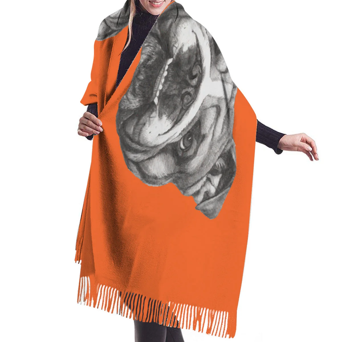 Забавный Мопс дизайн Dogie мягкие кашемировые шарфы для женщин осенние обертывания